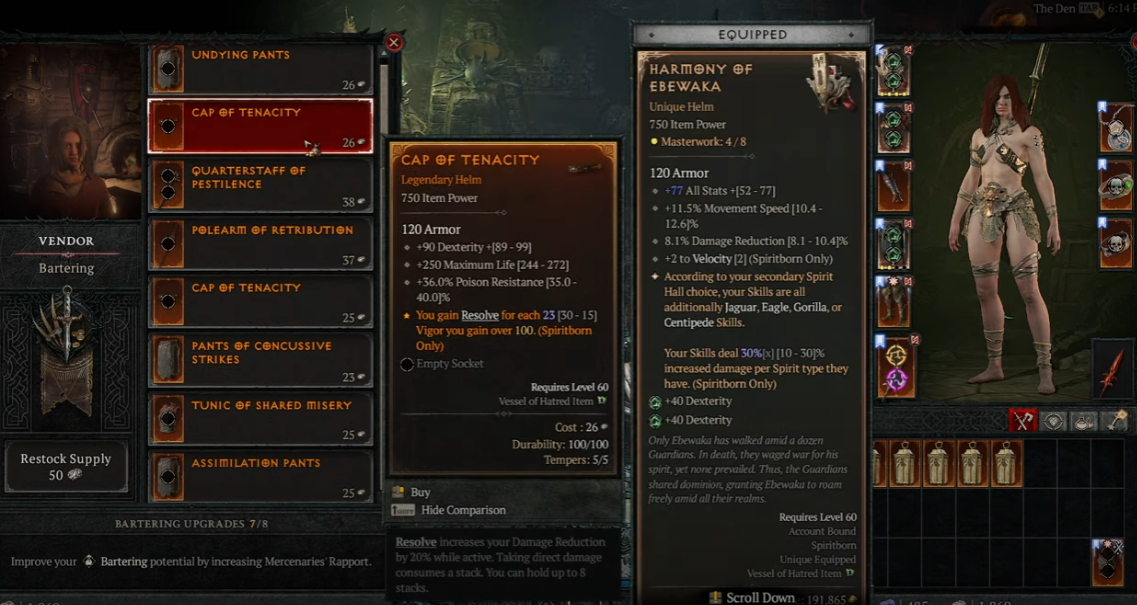 Diablo 4 Vessel of Hatred Mercenary Den Bartering System